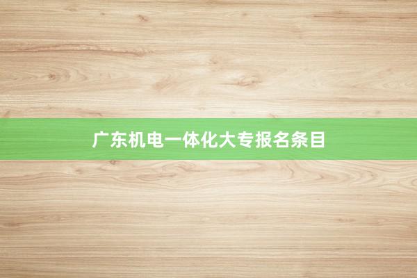 广东机电一体化大专报名条目